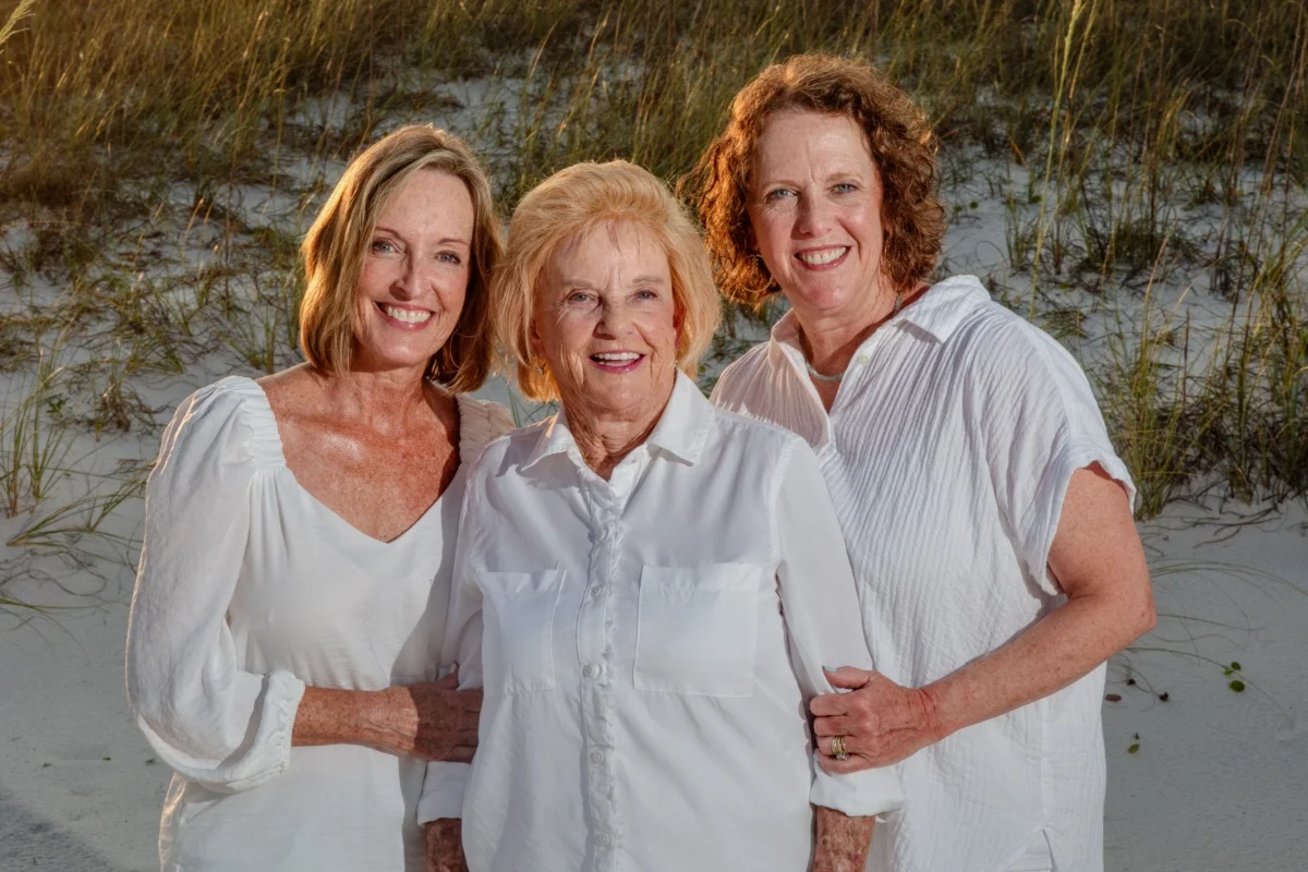 Orange beach photographer Sample Photos 8 Three women close up as part of a family portrait session in Orange Beach, Alabama.